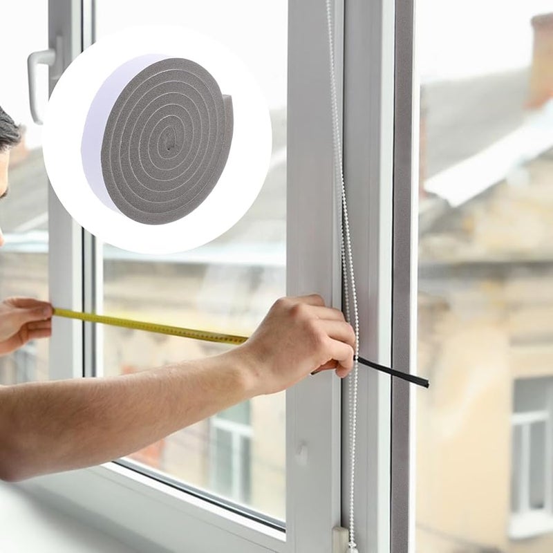Self Adhesive Foam Weather Stripping Door Seal Strip 2 Rolls White Draft Stopper Soundproof - Image 5